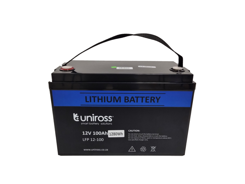 Uniross 12.8V 100Ah (1.28kWh) LiFEPO4 Battery | UR-BAT-LiFePO4-12-100