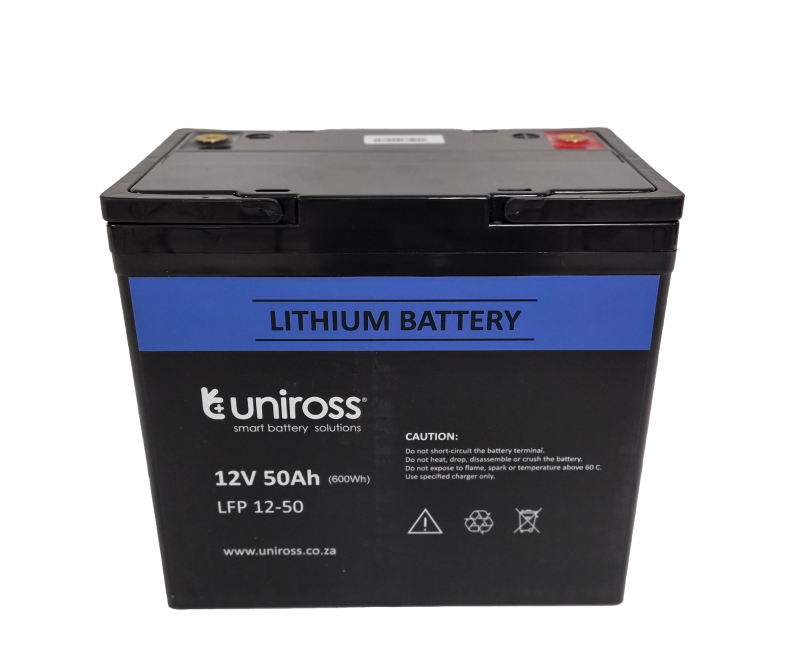Uniross 12.8V 50Ah (640Wh) LiFEPO4 Battery | UR-BAT-LiFePO4-12-50
