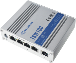 Teltonika Industrial Unmanaged 5 Port PoE+ Ethernet Switch | TSW100