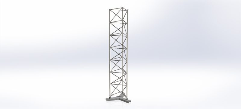 Lattice Mast Y-Base Assembly - Y-Base attached to First 3m Section