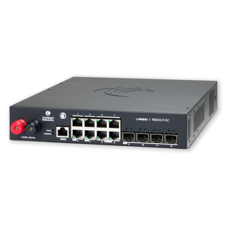 Cambium cnMatrix 12 Port PoE DC Switch | CNM-TX1012-P-DC