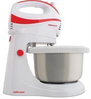Mellerware Prima Hand Mixer With Bowl- 5 Speed With Turbo Function , 200w Power Output , Eject Button To Detach Mixer From Base, Includes Stainless Steel 2.5 Litre Capacity Bowl,2 X Chromed Beaters, 2x Kneader Hooks, Colour Red And White