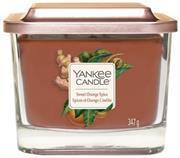 Yankee Candle Medium Jar Elevation Collection With Platform Lid Sweet Orange Spice-Square Candle With 3 Wicks, Burn Time: Up To 38 Hours, Medium Square Glass, Retail Box No Warranty