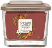 Yankee Candle Medium Jar Elevation Collection With Platform Lid Cinnamon Bark And Cumin-Square Candle With 3 Wicks, Burn Time: Up To 38 Hours, Medium Square Glass, Retail Box No Warranty