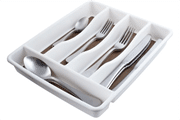 Casey Cutlery 5 Compartments Drawer Organizer Colour White - A revolutionary way to store your cutlery. The ideal solution for those short on kitchen drawer space, this compact organizer frees up room for all your other utensils and gadgets. Retail Box No warranty