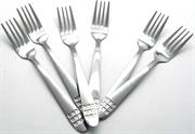 Casey Catering 6 Piece Stainless Steel Dinner Dessert Forks Set With Square Design Printed On Handle Retail Box No Warranty