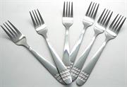 Casey Catering 6 Piece Stainless Steel Dinner Table Forks Set With Square Design Printed On Handle Retail Box No Warranty