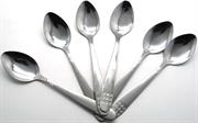 Casey Catering 6 Piece Stainless Steel Dinner Table Spoons Set With Square Design Printed On Handle Retail Box No Warranty