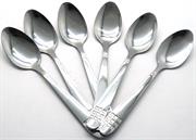 Casey Catering 6 Piece Stainless Steel Dinner Tea Spoons Set With Square Design Printed On Handle Retail Box No Warranty