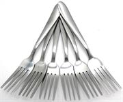 Casey Catering 6 Piece Stainless Steel Dinner Dessert Forks Set Plain Design Printed On Handle Retail Box No Warranty
