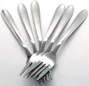 Casey Catering 6 Piece Stainless Steel Dinner Table Forks Set Plain Design Printed On Handle Retail Box No Warranty