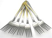 Casey Catering 6 Piece Stainless Steel Dinner Table Forks Set With Gold Wave Design Printed On Handle Retail Box No Warranty