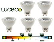 Luceco GU10 5W (LGW5W37/5-01) - Warm White LED, 5 Pack, 370 Lumens, True halogen appearance and perfect fit , 90% energy saving versus halogen , 10 times lifetime versus halogen, Will retrofit any current GU10 Halogen lamp, Retail Box , 3 year warranty
