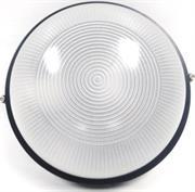 Noble Pays Round Bulkhead Light Fitting Large Black- 240mm Diameter, Powder Coated Black Die Cast Aluminium Housing, Frosted Glass Lens. E27 Lampholder, IP54 Weather-proof rating , 60w Maximum Wattage, Electrical mains Voltage 220-240v- Requires Edison E27 Spiral CFL or A60 LED Lamp Not Included, Sold as a Single unit, 3 Months Warranty