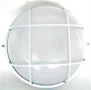 Noble Pays Round Bulkhead Light Fitting Large With Grid White - 240mm Diameter, Powder Coated White Die Cast Aluminium Housing With Grid, Frosted Glass Lens, E27 Lampholder, IP54 Weather-proof rating, 60w Maximum Wattage, Electrical mains Voltage 220-240v- Requires Edison E27 Spiral CFL or A60 LED Lamp Not Included, Sold as a Single unit, 3 Months Warranty