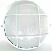 Noble Pays Round Bulkhead Light Fitting Large With Grid White - 240mm Diameter, Powder Coated White Die Cast Aluminium Housing With Grid, Frosted Glass Lens, E27 Lampholder, IP54 Weather-proof rating, 60w Maximum Wattage, Electrical mains Voltage 220-240v- Requires Edison E27 Spiral CFL or A60 LED Lamp Not Included, Sold as a Single unit, 3 Months Warranty
