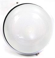 Noble Pays Round Bulkhead Light Fitting Large White- 240mm Diameter, Powder Coated White Die Cast Aluminium Housing, Frosted Glass Lens. E27 Lampholder , IP54 Weather-proof rating , 60w Maximum Wattage, Electrical mains Voltage 220-240v- Requires Edison E27 Spiral CFL or A60 LED Lamp Not Included, Sold as a Single unit, 3 Months Warranty