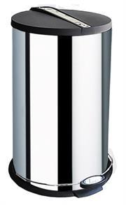 Totally 12 Litre Black Top And Foot Pedal Round Stainless Steel Dustbin, Retail Box Out of Box Failure Warranty