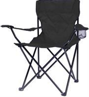Totally Camping Chair Black - Strong And Durable Steel Frame Construction, Lightweight Polyester Arms, Back And Seat, Built-In Drink And Magazine Holder, Fold-Away Design, Holds Weight Up To 110kg, Carry Bag Included, Perfect Addition To Any Outdoor Space, Retail Box Out of Box Failure Warranty