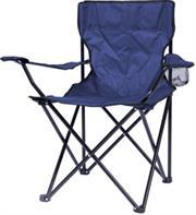 Totally Camping Chair Blue- Strong And Durable Steel Frame Construction, Lightweight Polyester Arms, Back And Seat, Built-In Drink And Magazine Holder, Fold-Away Design, Holds Weight Up To 110kg, Carry Bag Included, Perfect Addition To Any Outdoor Space, Retail Box Out of Box Failure Warranty
