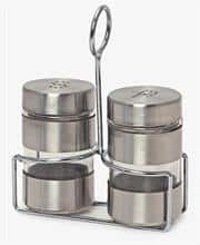 Totally 3pc Salt & Pepper Set with Stand - Silver Retail Box Out of Box Failure Warranty