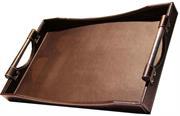 Totally Large Faux Leather Serving Tray Brown – Embodies a Fine Tradition of Style and Class, Great For Parties And Celebrations, Large Carry Handles For Easy Serving, Lightweight And Easy To Hold, Retail Box Out of Box Failure Warranty