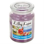 Lilly Lane Caribbean Summer Fruits Scented Candle Large Lidded Mason Glass Jar – Wax Capacity 510grams, Burn Time Up to 75 Hours, High Quality Premium paraffin wax, Natural Material Wick , 100% recyclable, Large Lidded Mason Glass Jar Retail Box No warranty