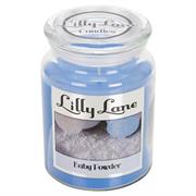 Lilly Lane Baby Powder Scented Candle Large Lidded Mason Glass Jar – Wax Capacity 510grams, Burn Time Up to 75 Hours, High Quality Premium paraffin wax, Natural Material Wick , 100% recyclable, Large Lidded Mason Glass Jar Retail Box No warranty