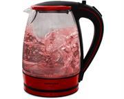 Mellerware 1.8L Glass Kettle Red - Glass kettle, 1.7l capacity, 2200w, 360-degree cordless kettle, Concealed heating element, Auto shut off, Boil dry protection, Led lighting ring, Fada control Retail Box 2-year warranty