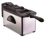 Salton 3L Stainless Stl. Deep Fryer - 3 Lt. oil capacity with viewing window, Power indicator and thermostat lights, Variable thermostat, Stylish stainless steel and black finish, Overheat protection technology, Immersion heating element makes direct contact with oil for ultra-fast heating, Cool-touch handles, Recipes included