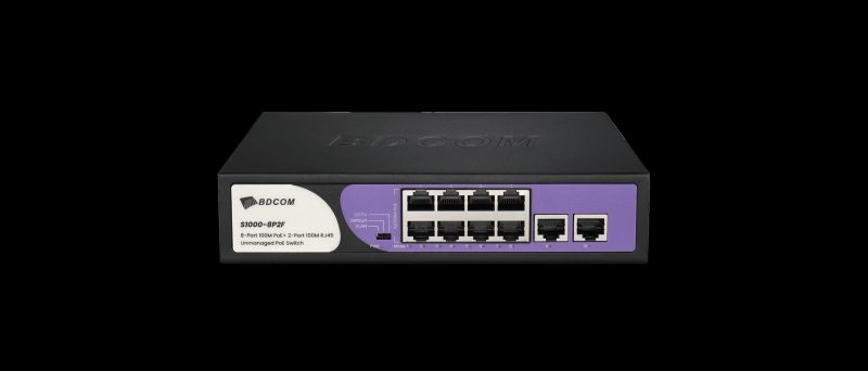 BDCOM 8-Port 100M Unmanaged PoE Switch (8-Port PoE + 2-Port 100M RJ45) 90W PoE Budget
