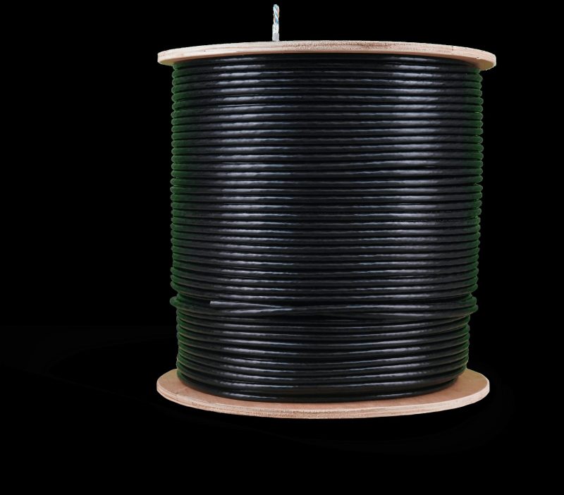 Acconet CAT6 UV Outdoor Ethernet Cable 500m Black Solid Copper SF/TP Roll | CAT6U-500-SC
