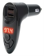 Manhattan Sound Science Bluetooth FM Transmitter with 2-Port Car Charger - Adds Bluetooth Connectivity to Your Car, 2.1 A and 1 A Charging Ports, Integrated Controls, Remote Control, MicroSD and USB-A Ports, Black, Retail Box , 1 year Limited Warranty
