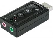 Manhattan Hi Speed USB 3D 7.1 Sound Adapter - Compact High-Speed USB 2.0 External Sound Card with 3.5 mm Audio and Microphone Ports, 7.1-Channel Virtual 3D Surround Sound, Internal Amplifier and Volume Controls, Retail Box, Limited Lifetime Warranty