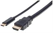 Manhattan USB-C to HDMI Adapter Cable - Converts a DP Alt Mode Signal to an HDMI 4K Output, 2 m (6 ft.), Black, Retail Box, Limited Lifetime Warranty