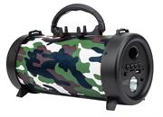 Manhattan Sound Science Bluetooth Speaker with Handle - Wireless Music Playback, Control Buttons, USB-A Port, Micro-SD Card Slot, FM Radio Mode, 3.5 mm Audio Port, Flashlight, Camouflage Design, Retail Box , 1 year Limited Warranty