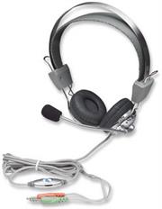 Manhattan Stereo Headset + Microphone with in-line volume control, Retail Box, Limited Lifetime Warranty