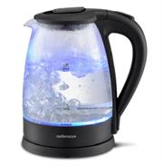 Mellerware Kettle 360 Degree Cordless Kettle Glass Black- "Storm", 1.8Litre Water Capacity, 2200w Power Rated Kettle, 360 Degree Cordless Kettle, 202 Stainless Steel, Water Gauge, Pop Up Lid, Stainless Steel Lid Bottom, Safety Hinged Lid, Illumination While Boiling, Automatic Switch-Off, Boil Dry Protection, Glass Body, Cord Storage Retail Box 1 Year Warranty