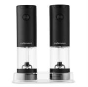 Mellerware Salt And Pepper ABS Automatic Battery Operated Grinder - 25w, 6v, 2 Grinders, One For Pepper, One For Salt, Made With ABS Material, Rounded Automatic Button With Cd Pattern For Grinding With A Simple Press, Large Capacity Of Powder Container (95ml),The Led Light Will Turn On Automatically When The Grinder Is In Operation With Adjustable Grinder, Easily Adjust The Grinder Knob To Choose The Coarseness Of Spice, Salt Or Peppercorn, Ceramic Grinder Ensures Excellent Grind Consistency, Powered By 4 x AAA Alkaline Batteries (Not Included), With Storage Base Retail Box 1 year warranty