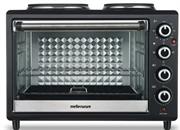 Mellerware Mini Oven With 2 Solid Hot Plates-Large 30 litre Oven Capacity , 3250w Rated Power , 2 x Solid Cooking Hot Plates, Grill And Bake Functions, Power Light Indicators, Includes Baking Tray And Wire Rack, Colour Stainless Steel Black, Retail Box 1 year warranty