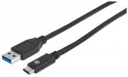Manhattan USB 3.1 Gen2 Cable - Type-C Male / Type-A Male, 1 m (3 ft.), 3A, Black , Retail Box, Limited Lifetime Warranty