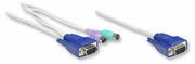 Intellinet KVM Cable for Rackmount Console KVM Switch, 2 x PS/2 + 1 HD15 Connector 6,ft (1.8m), Retail Box,