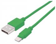 Manhattan iLynk Lightning Cable Type A Male to 8 Pin Male, 1 m (3 ft.), Green , Retail Box, Limited Lifetime Warranty