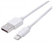 Manhattan (390781) iLynk USB Cable with Lightning Connector - A Male / 8-Pin Male, 0.5 m (1.5 ft.), Connects an iPod, iPad or iPhone to a USB port, Supports speeds up to 480 Mbps, White, Retail Box, Limited Lifetime Warranty