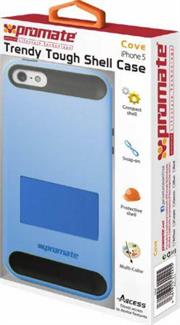 Promate Cove iPhone 5 Trendy Tough Shell Case,perfect for on-the-go users, Made with highly durable polycarbonate with inner exible grip material,Colour: Blue , Retail Box , 1 Year Warranty