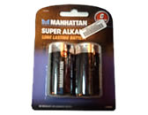 Manhattan Super Alkaline Battery - C, 2 Pack , Retail Box , No warranty