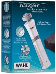 Wahl Refresh Flex Rechargeable Massager – Cordless Massager , 7 x Attachments For Soothing Comfort At Home , Flexible Neck Conforms To All Areas Of The Body, Full Size Power , Over 2 Hours Run Time , Includes Charger Unit and Soft Zipper Storage Case, Retail Box 1 Year Warranty
