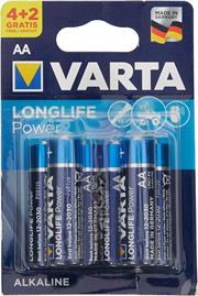 Varta LR06 AA Longlife Power Battery - 6 Pack, Retail Box , No Warranty