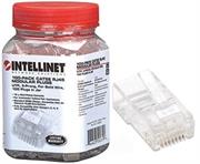 Intellinet CAT5E UTP, 3-prong terminal for solid wire, RJ45 Modular Plugs, Gold-Plated Contact Points - 100-Pack, Retail Box, No Warranty
