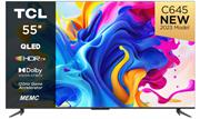 TCL 55 inch C645 Series QLED UHD Google Smart TV - Direct LED Backlit Panel, Resolution 3840 x 2160, Contrast ratio: Typical Contrast Ratio 6000:1, Brightness 450 nits (typ), Refresh Rate 60Hz / 120Hz DLG, Aspect Ratio 16:9, 3x HDMI input, 1x USB 2.0 port, 1x USB 3.2 Port, Bluetooth 5.0, WiFi 2.4GHz/5GHz dual-band Wi-Fi 802.11 a/b/g/n/ac 2T2R, Total 30w Stereo Speaker Output 2x 15w, Google OS, Remote Included, Retail Box , 3 year Limited Warranty